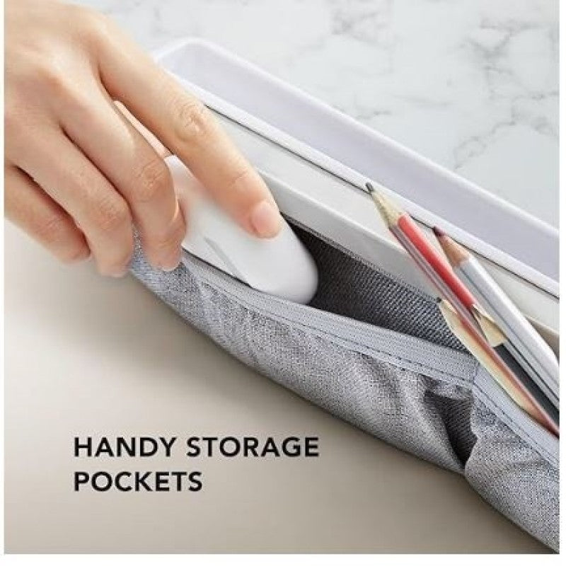 All-in-one Portable Lap Desk for Laptop, Tablet, Phone with padded cushion and extra storage
