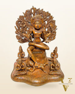 Large 18-Inch Pure Brass Dakshinamurthy Statue with Bronze Finish