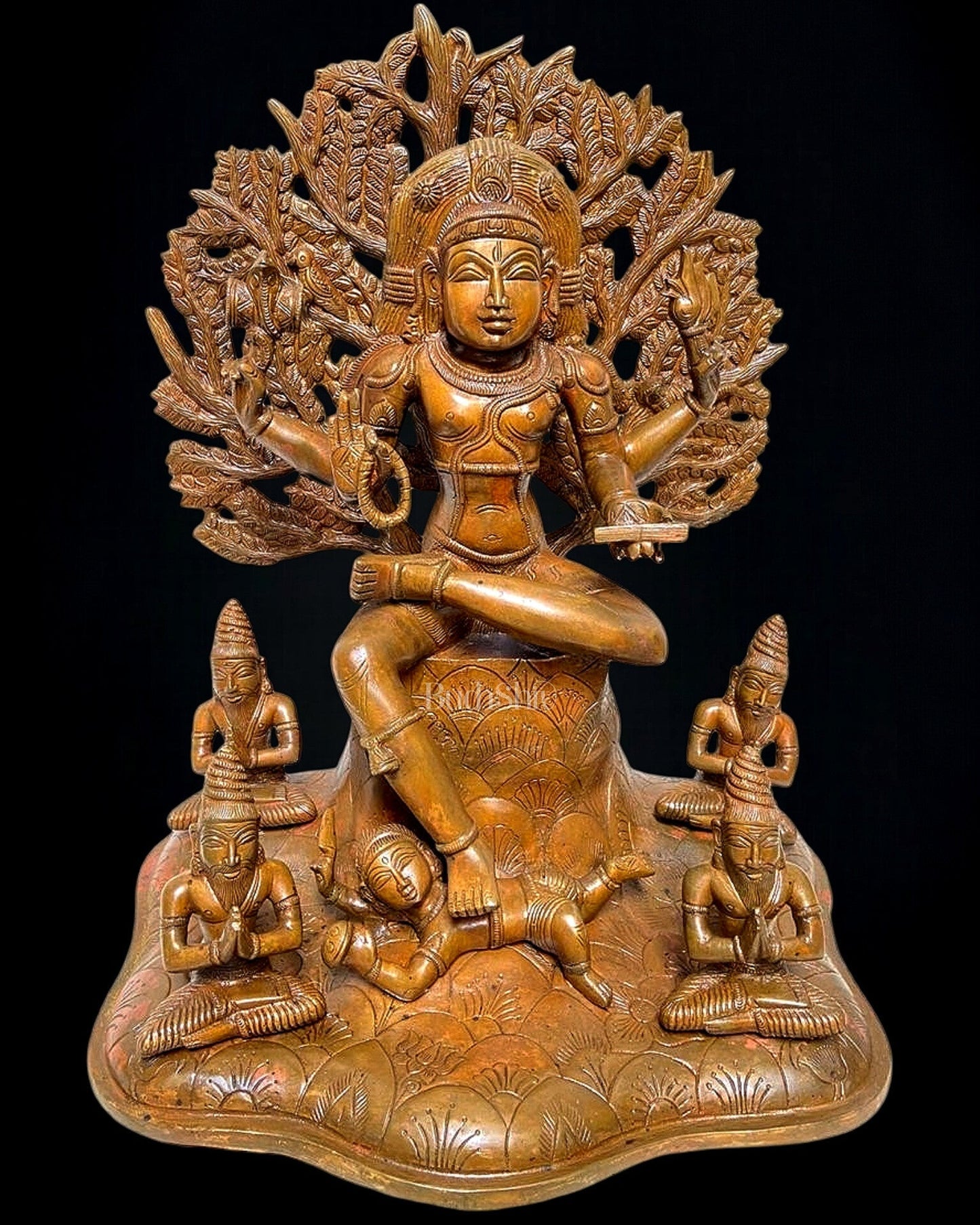 Large 18-Inch Pure Brass Dakshinamurthy Statue with Bronze Finish