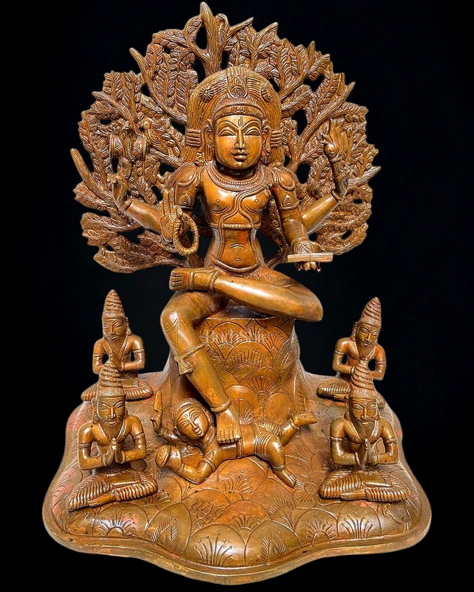 Large 18-Inch Pure Brass Dakshinamurthy Statue with Bronze Finish