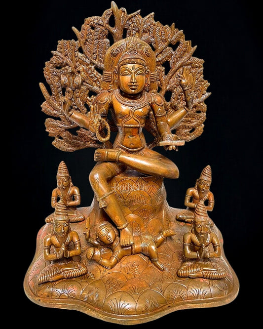 Large 18-Inch Pure Brass Dakshinamurthy Statue with Bronze Finish