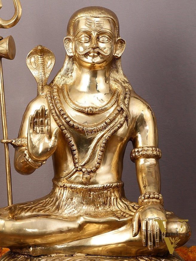 Large 35" Mahakaal Lord Shiva Sculpture - One of a Kind Brass Masterpiece