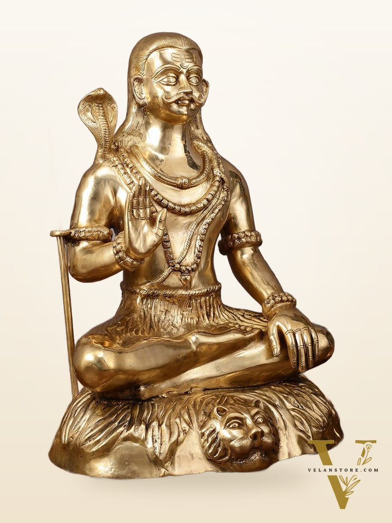 Large 35" Mahakaal Lord Shiva Sculpture - One of a Kind Brass Masterpiece