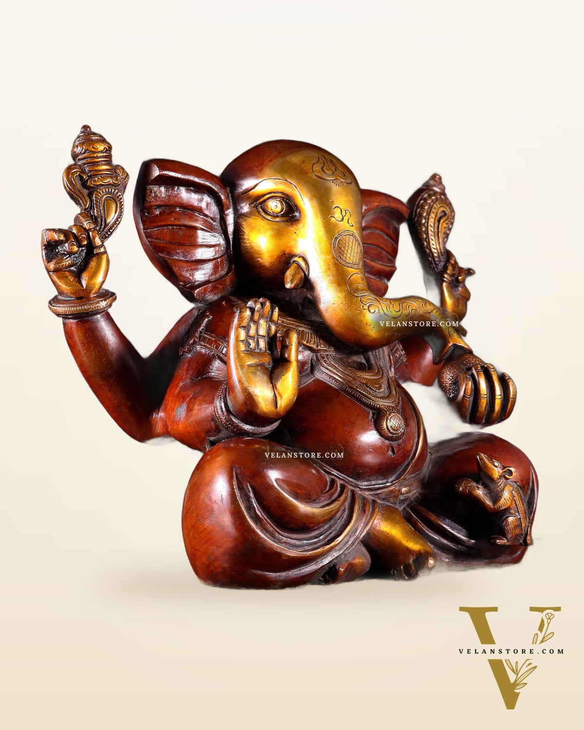 Large Brass Appu Ganesha Statue - 11 Inch dual tone