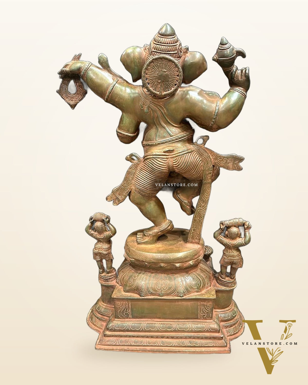 Large Brass Dancing Ganesha Statue - 40 Inch