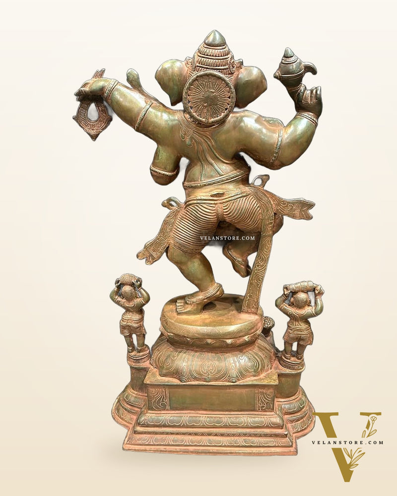 Large Brass Dancing Ganesha Statue - 40 Inch