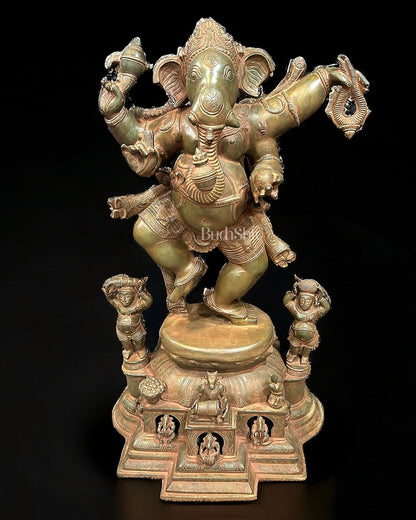 Large Brass Dancing Ganesha Statue - 40 Inch