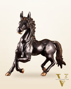 Large Brass Galloping Horse Showpiece Black Tone Finish 30"