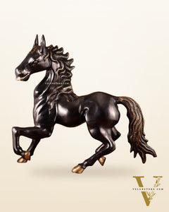 Large Brass Galloping Horse Showpiece Black Tone Finish 30"