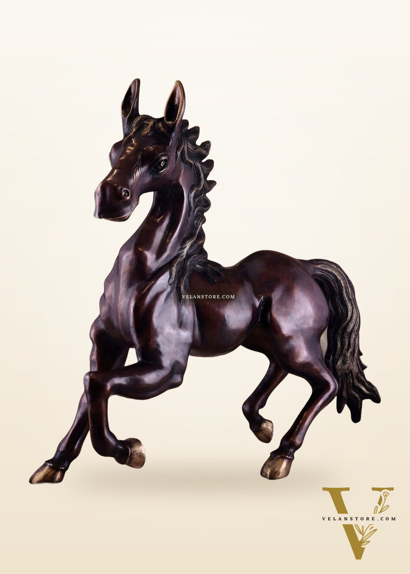 Large Brass Galloping Horse Showpiece Brown Tone Finish 30"