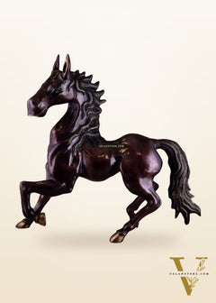 Large Brass Galloping Horse Showpiece Brown Tone Finish 30"