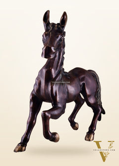 Large Brass Galloping Horse Showpiece Brown Tone Finish 30"