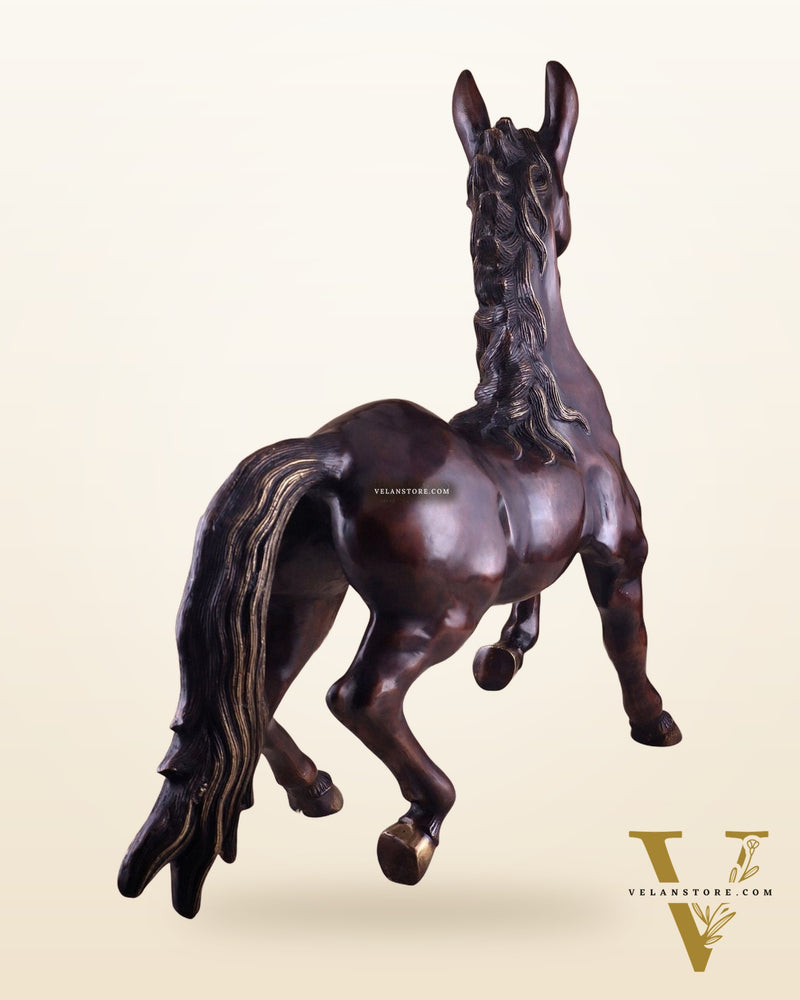 Large Brass Galloping Horse Showpiece Brown Tone Finish 30"