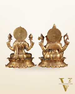 Large Brass Ganesha Lakshmi statue 14"