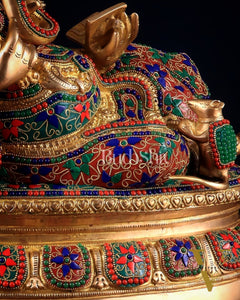 Large Brass Ganesha Resting Statue – 17"