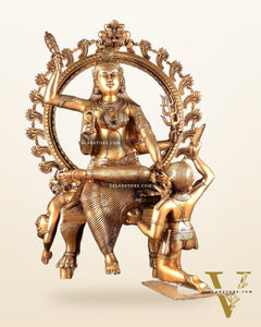 Large Brass Goddess Baglamukhi Statue – Handcrafted Masterpiece 29 inch
