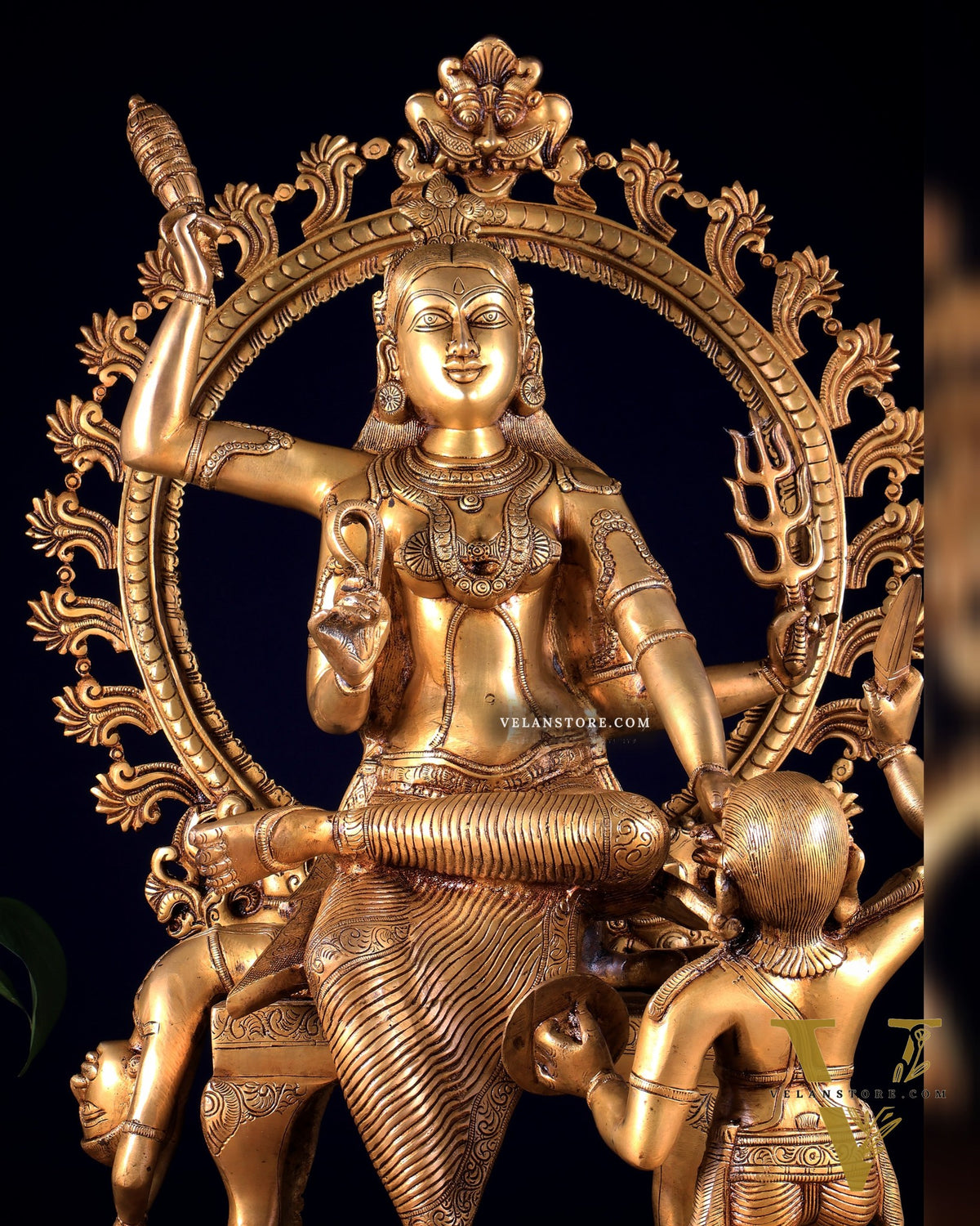 Large Brass Goddess Baglamukhi Statue – Handcrafted Masterpiece 29 inch