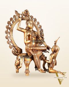 Large Brass Goddess Baglamukhi Statue – Handcrafted Masterpiece 29 inch