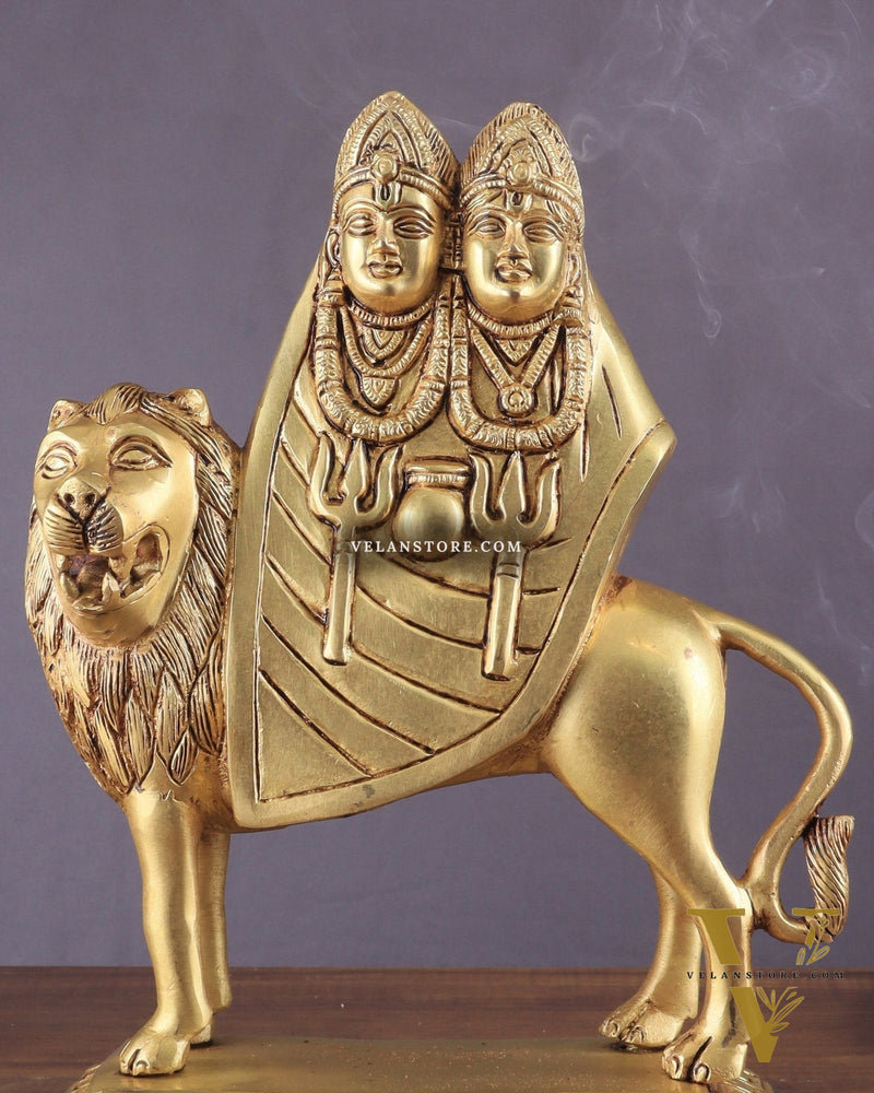 Large Brass Kaila Devi Chamunda Mata Idol – 12.5" | Divine Handcrafted Sculpture