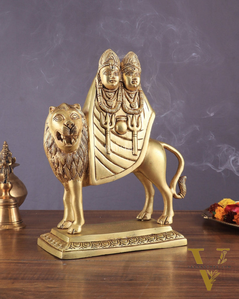 Large Brass Kaila Devi Chamunda Mata Idol – 12.5" | Divine Handcrafted Sculpture