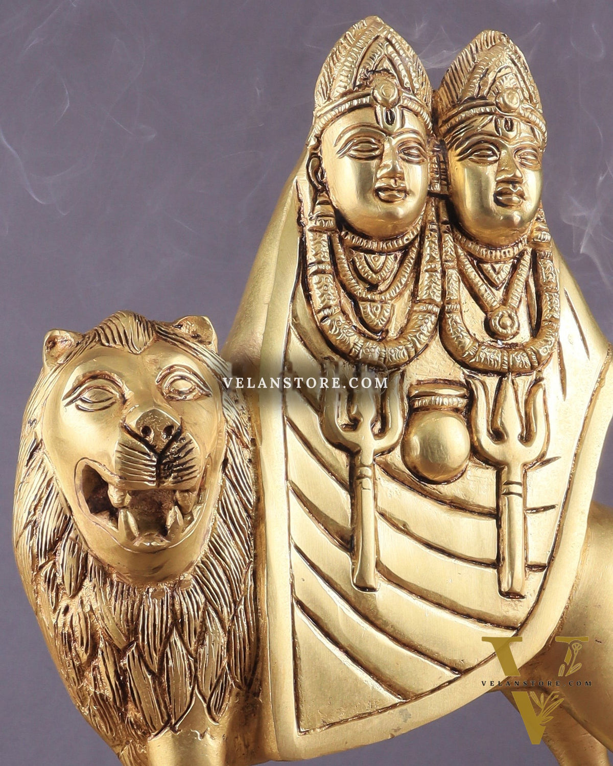Large Brass Kaila Devi Chamunda Mata Idol – 12.5" | Divine Handcrafted Sculpture