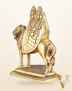 Large Brass Kaila Devi Chamunda Mata Idol – 12.5" | Divine Handcrafted Sculpture