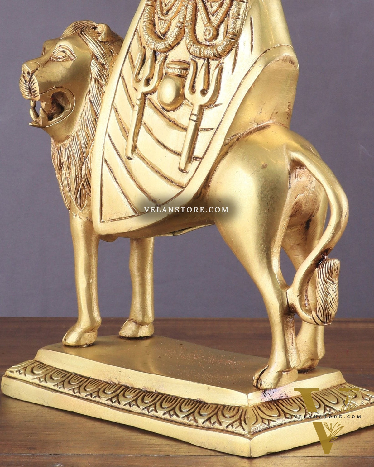Large Brass Kaila Devi Chamunda Mata Idol – 12.5" | Divine Handcrafted Sculpture