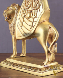 Large Brass Kaila Devi Chamunda Mata Idol – 12.5" | Divine Handcrafted Sculpture