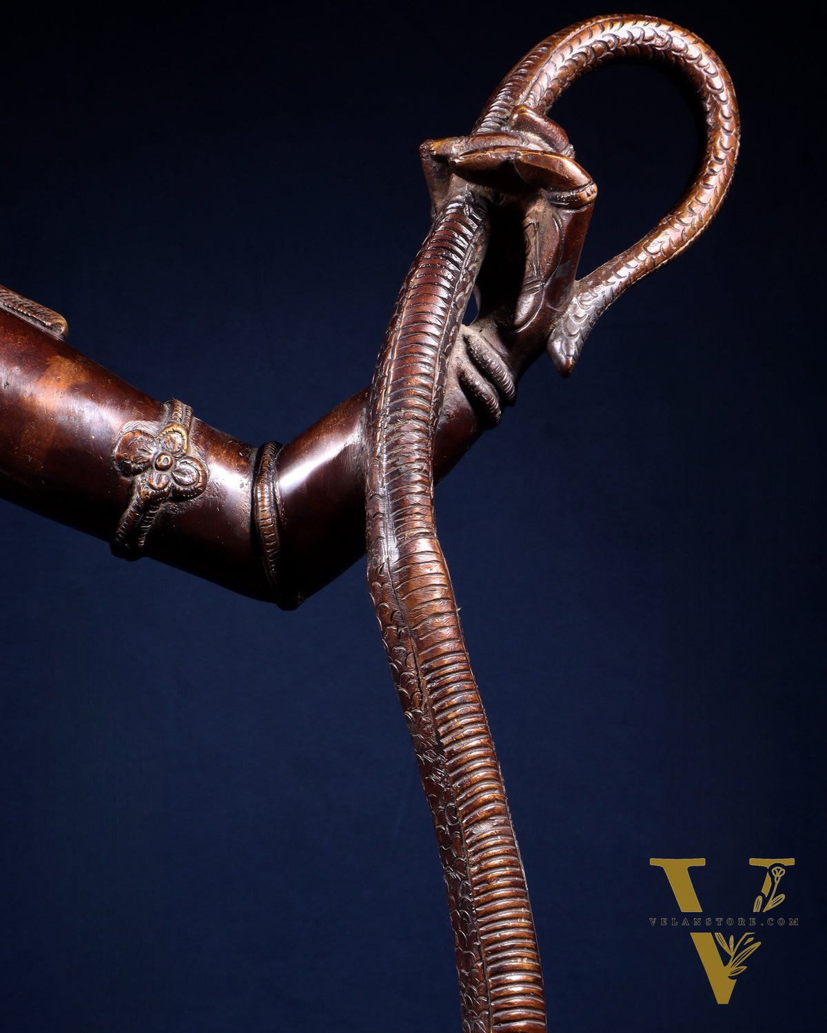 Large Brass Krishna Dancing on Kaliya Naag – 42” Chola Replica