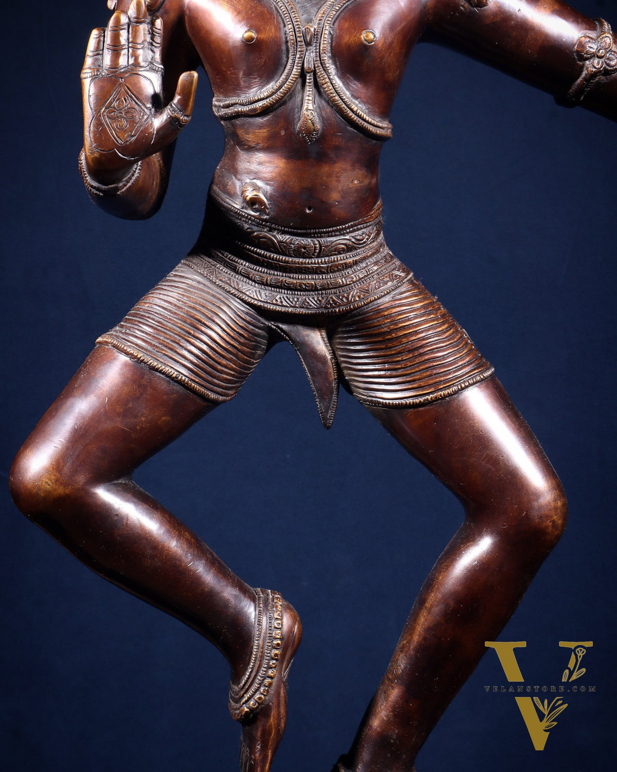 Large Brass Krishna Dancing on Kaliya Naag – 42” Chola Replica