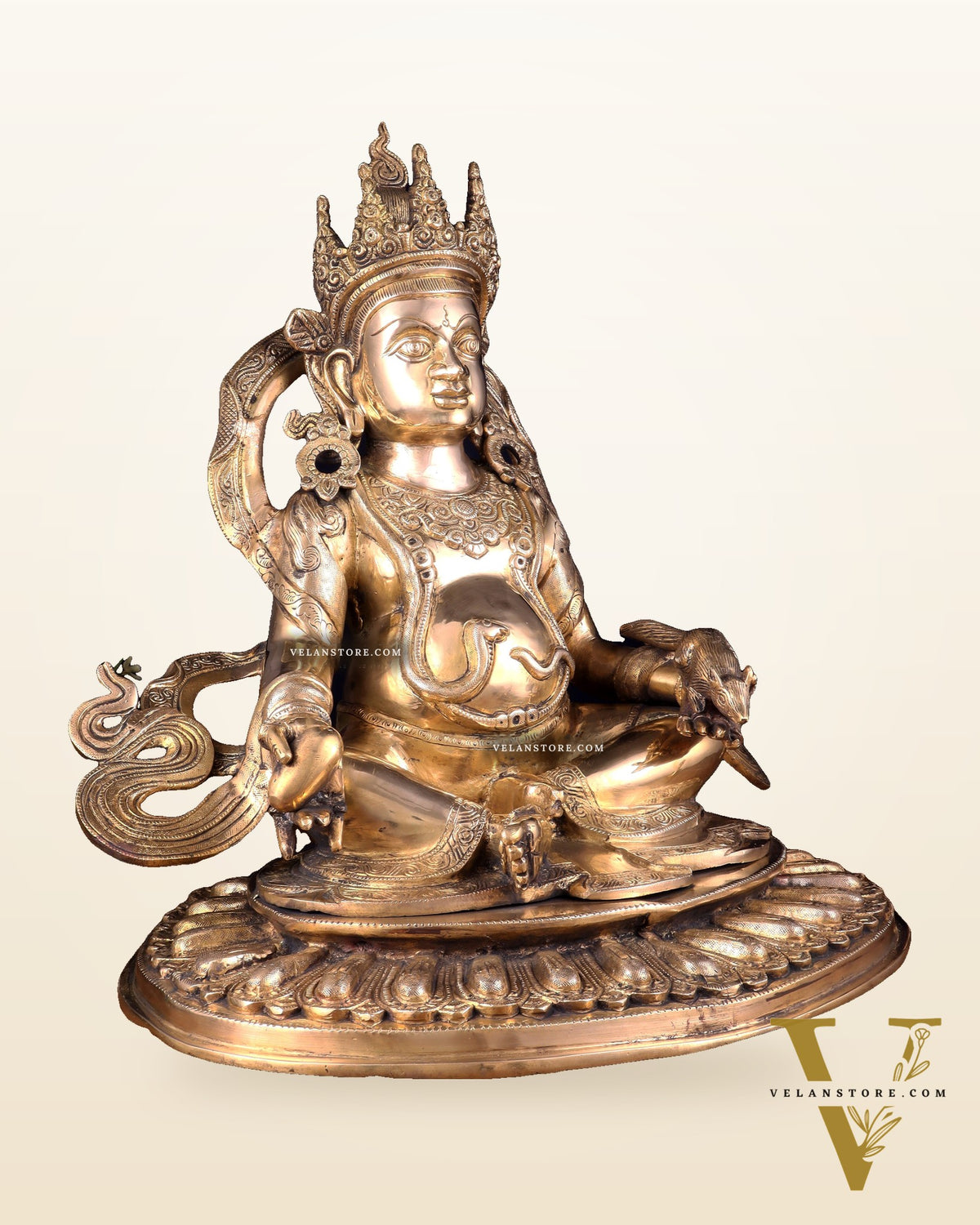 Large Brass Kubera Statue god of wealth