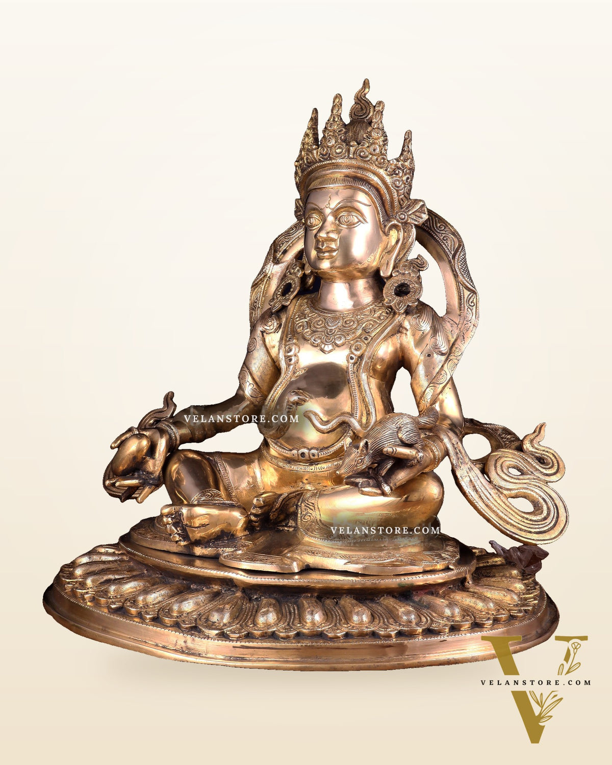 Large Brass Kubera Statue god of wealth