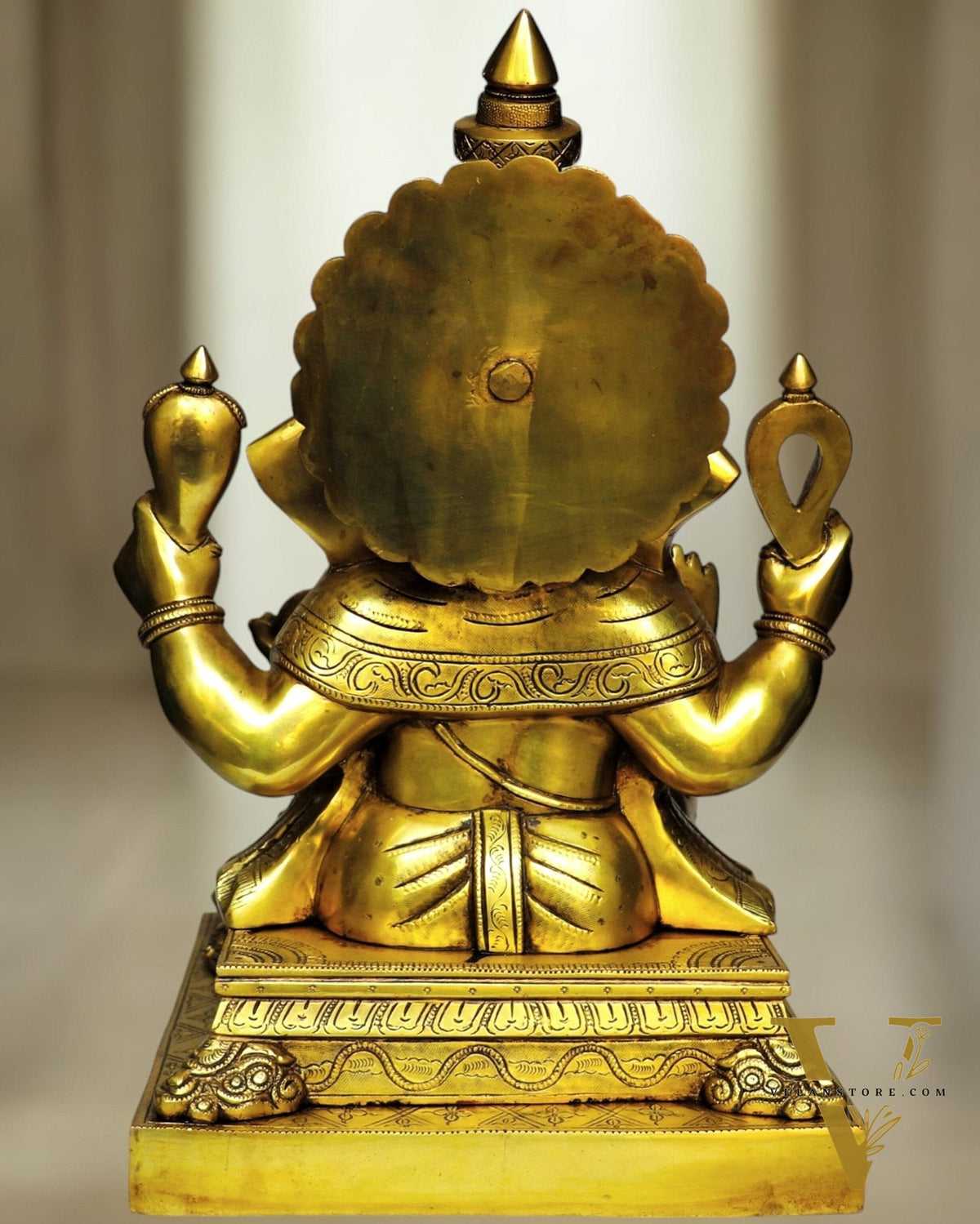 Large Brass Lord Ganesha Idol - 26.5" Handcrafted Superfine Statue