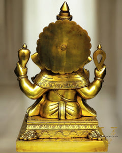 Large Brass Lord Ganesha Idol - 26.5" Handcrafted Superfine Statue