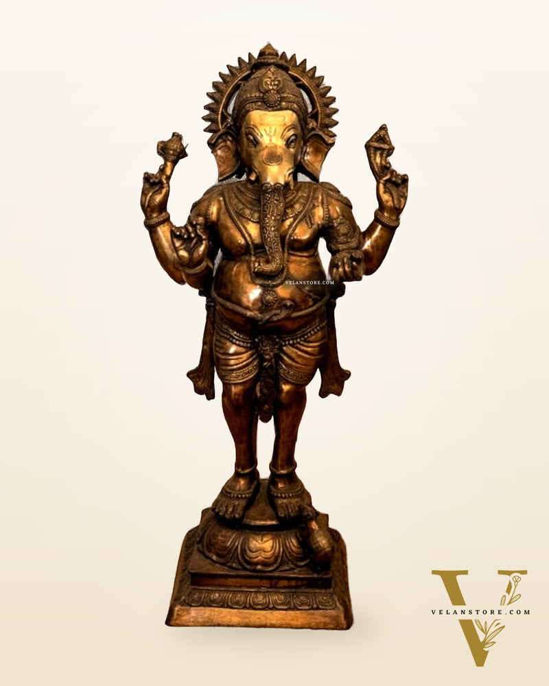 Large Brass Lord Ganesha Sculpture - 51 Inch