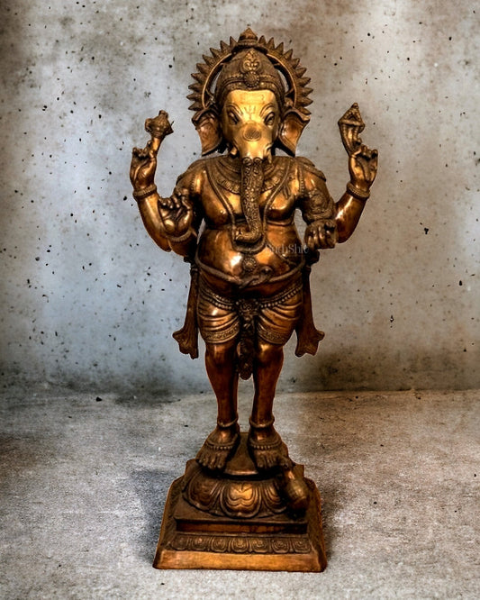 Large Brass Lord Ganesha Sculpture - 51 Inch