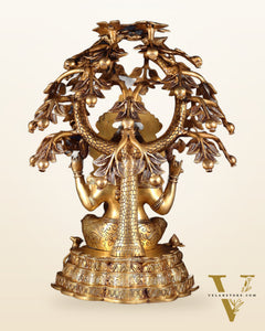 Large Brass Lord Ganesha under Tree statue - 24 inches