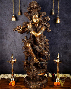 Large brass Lord Krishna Statue - 46 inch