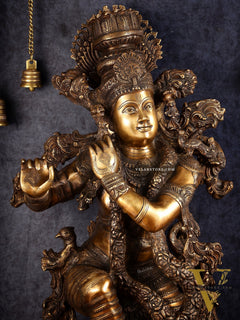Large brass Lord Krishna Statue - 46 inch