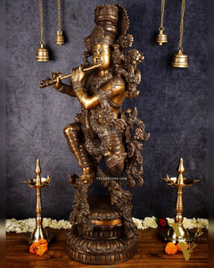 Large brass Lord Krishna Statue - 46 inch