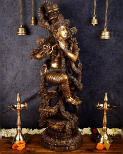 Large brass Lord Krishna Statue - 46 inch