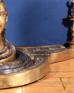 Large Brass Lord Shiva Mukhalingam Shivling – 24" x 25" x 36" | Temple-Perfect with Detachable Base & Vasuki