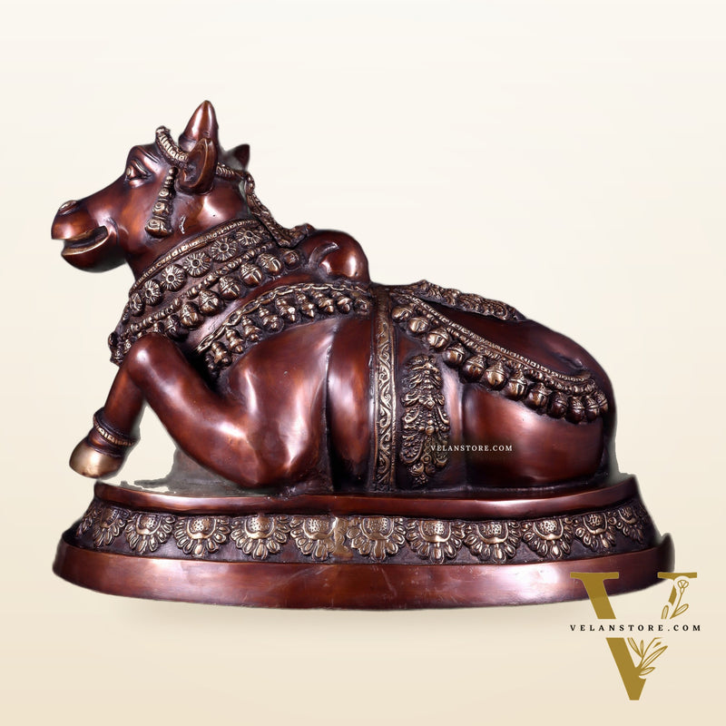 Large brass Nandi Statue 22 inch brown tone