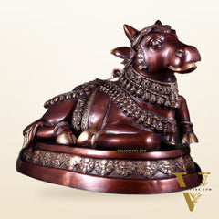 Large brass Nandi Statue 22 inch brown tone