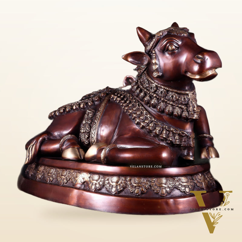 Large brass Nandi Statue 22 inch brown tone