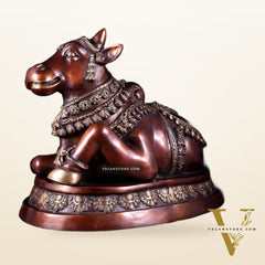 Large brass Nandi Statue 22 inch brown tone