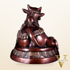 Large brass Nandi Statue 22 inch brown tone