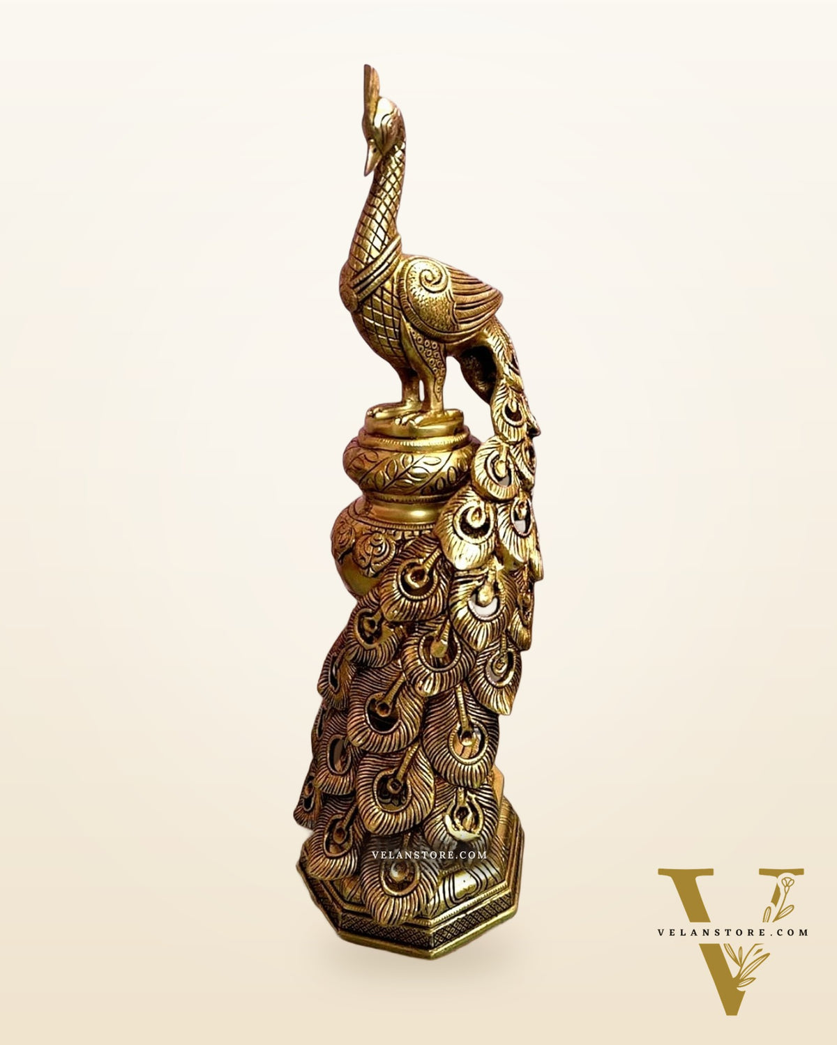 Large Brass Peacock Showpiece 20"