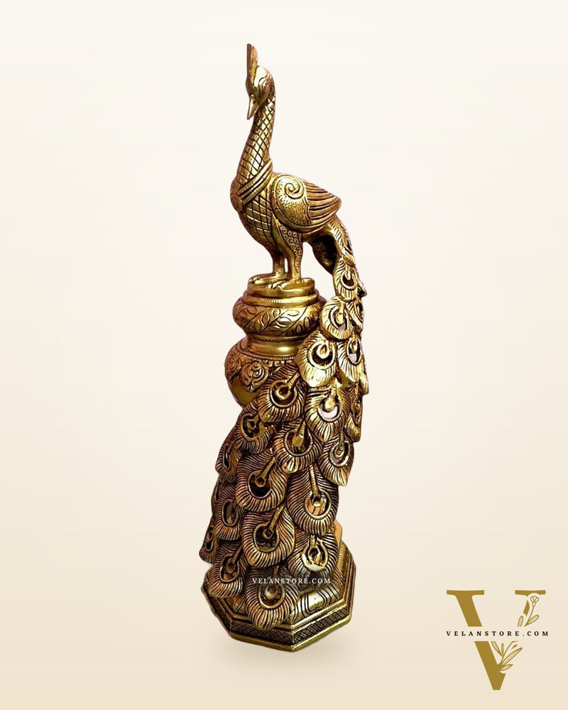 Large Brass Peacock Showpiece 20"
