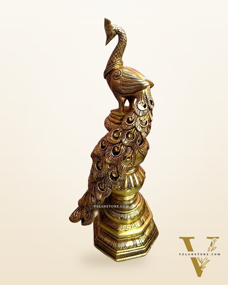 Large Brass Peacock Showpiece 20"